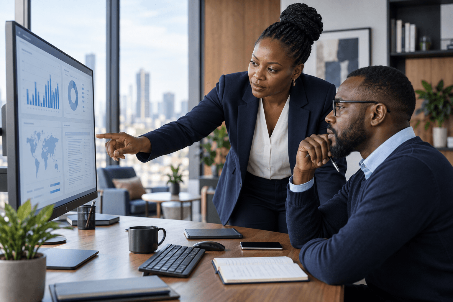 Enterprise technology professionals reviewing operational intelligence